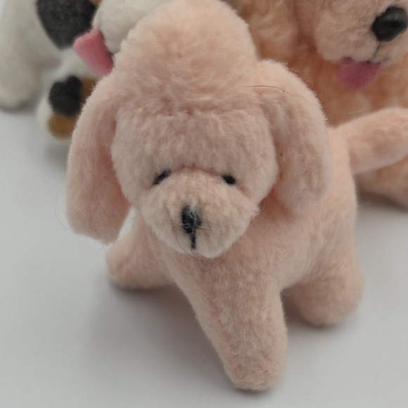 Barbie Dog Lot Of 3 Plush Brown White Beagle Pink Poodle 2 3/4"Tall Arco Mattel - Picture 2 of 6